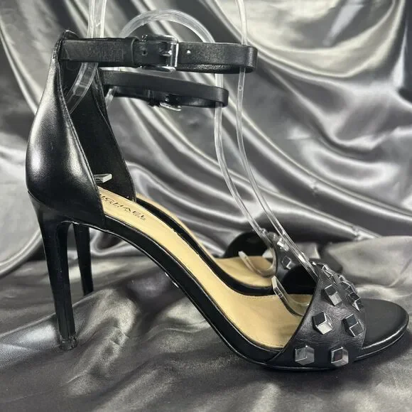 Michael Kors Valencia Studded Stiletto Heels Women's 5.5 Black Silver Worn 2x - Picture 3 of 16